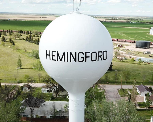 WaterTower An aerial shot of Hemigford's water tower